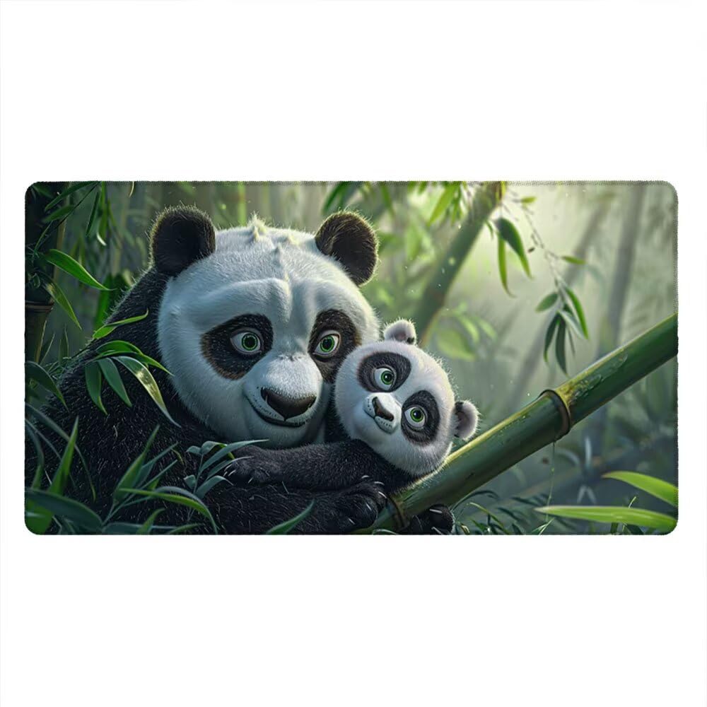 Alfombrilla Ratón XXL Alfombrilla Escritorio 1800x900mm Mouse Pad Mejora la Precisión y la Velocidad con Base de Goma Antideslizante y Bordes Cosidos Duradera Cómoda, Juegos (Bambú Panda) xR8-866
