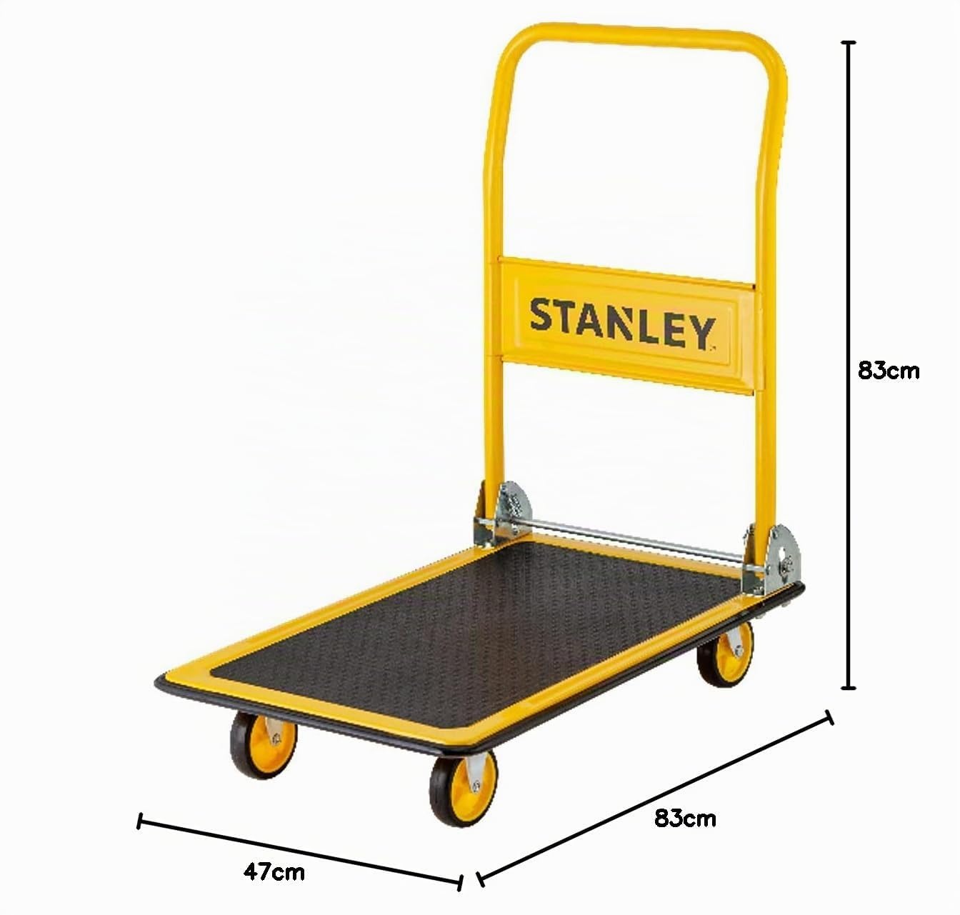 Stanley Plattformwagen PC527 - Transportkarre mit Tragfähigkeit Max. 150KG - Transportwagen Klappbar - 73,5 x 47 x 83 CM - für Umzug, Hausarbeiten und Einkäufen - Gelb/Schwarz