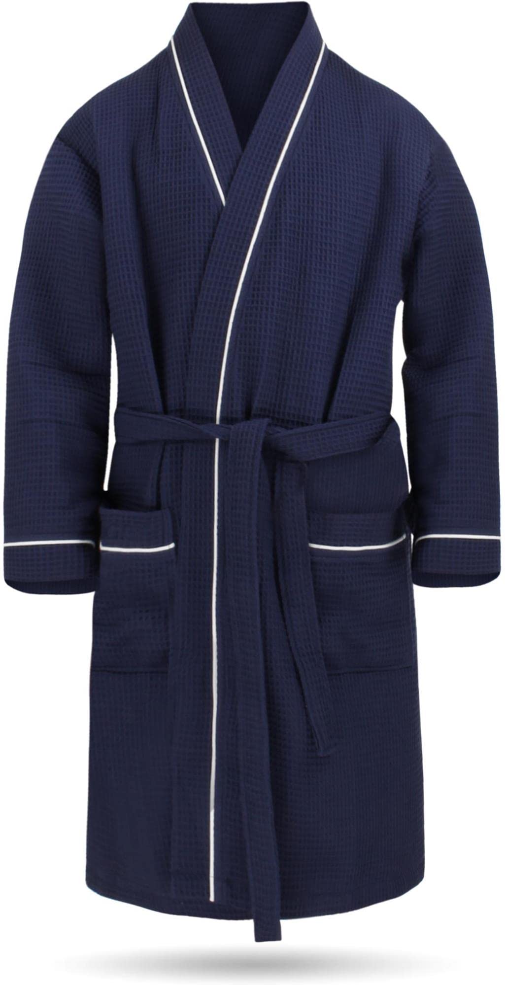 normani Herren Bademantel Morgenmantel aus 100% Baumwolle - Waffelbademantel - dünner Kimono für Männer