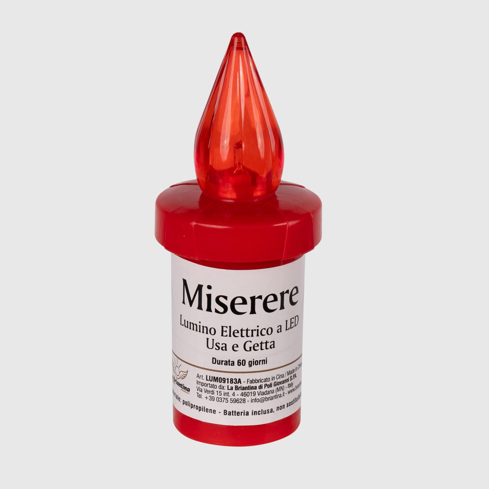 La Briantina Miserere Disposable Electric Tea Light with Fixed Red Light, Weather Resistant, 60 Days Last, Batteries Included
