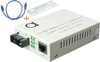 Multimode SC 850nm Gigabit Fiber Media Converter - Built-in SC Fiber Module 550m (0.34 Miles) – to UTP Cat5e Cat6 10/100/1000 RJ-45 – Auto Sensing Gigabit | Fast Ethernet Speed - Jumbo Frame - LLF