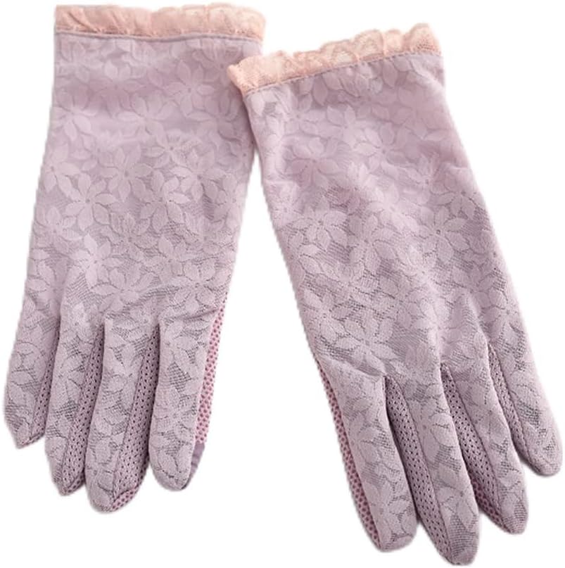 Lace Ice Silk Thin Women's Driving Spring and Autumn Shade Touch Screen Gloves Elastic
