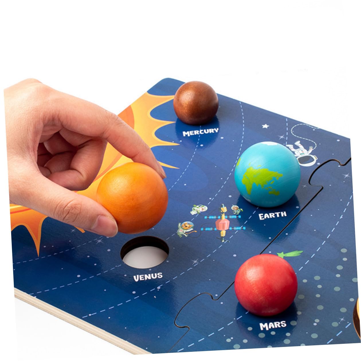 Mikinona Puzzle per Riconoscimento Colori e Sviluppo Creatività in Legno Pianeti Solari Gioco Educativo per Bambini per Apprendimento Precoce