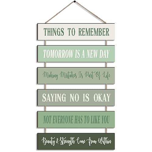 Pinkunn Inspirational Wall Art Sage Green Pink Positive Quotes Wall Decor Cute Preppy Wooden Room Sign Uplifting Encouragement Gifts for Motivational Art for Home Bedroom(Sage Green) - Sage Green