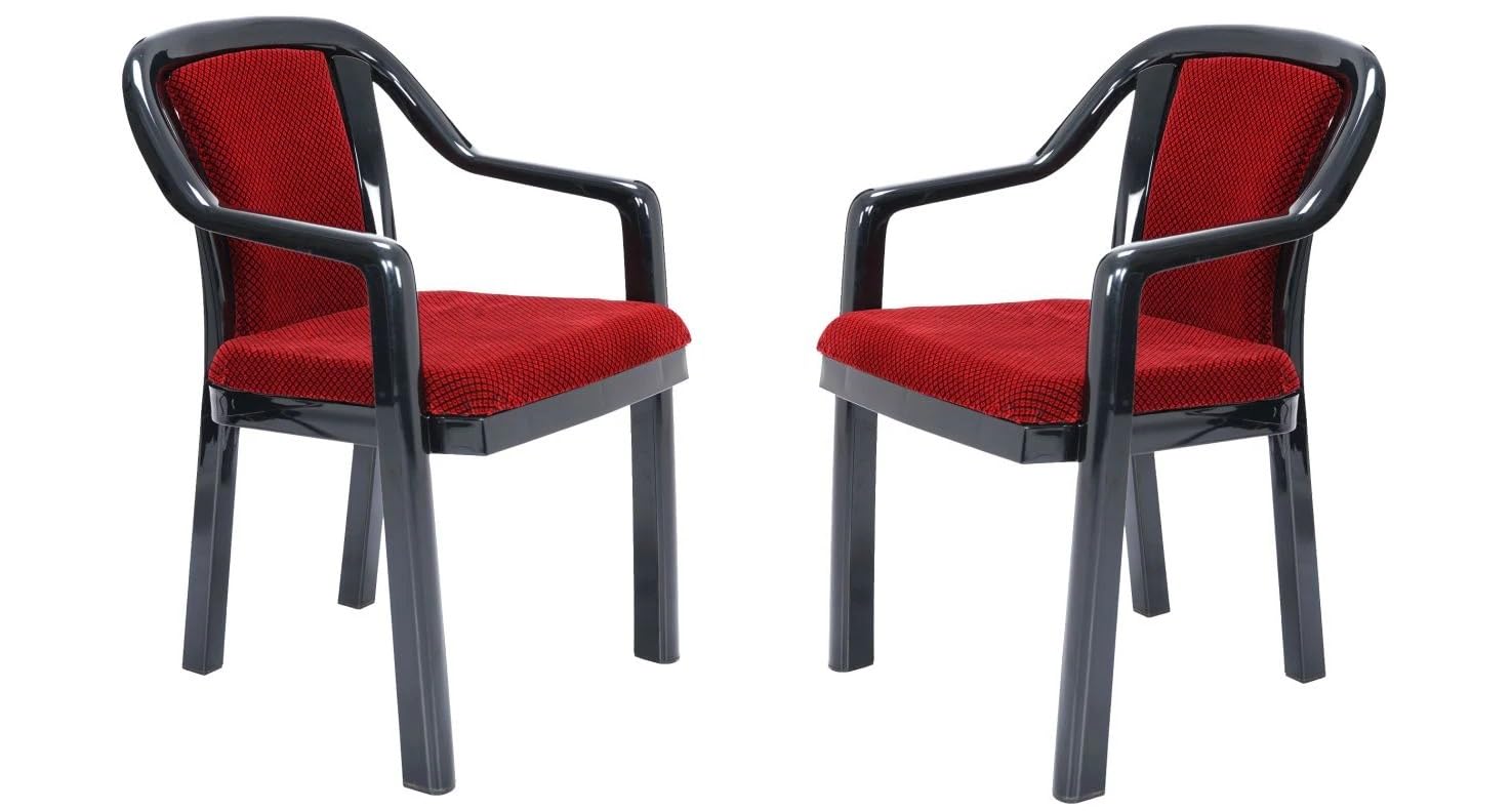 Nilkamal Signature Plastic Chair with Back & Seat Cushion for Home/Office/Study/Garden/Balcony/Indoor & Outdoor - Set of 2 Pcs (Black/RED)-image-22