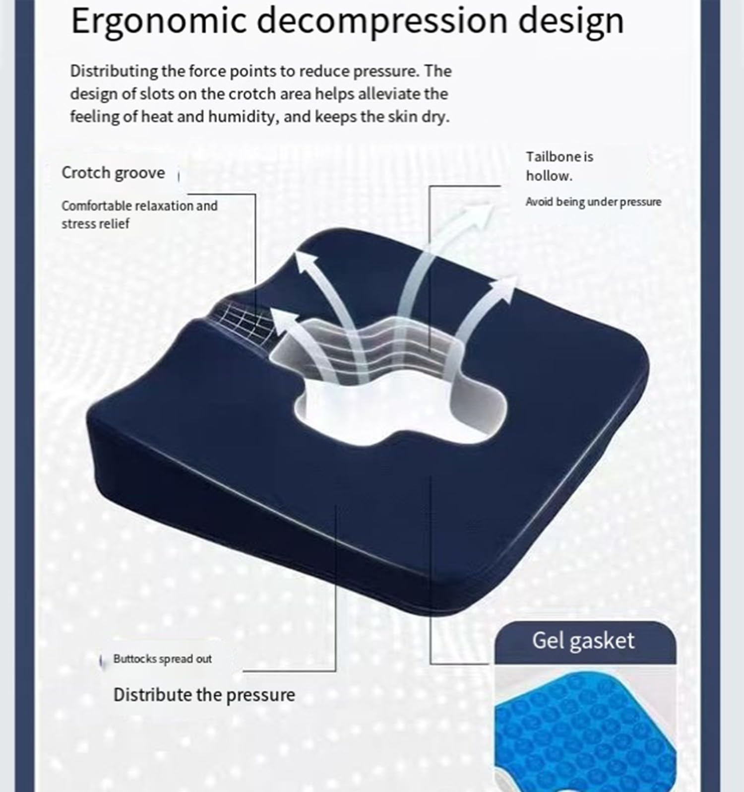 FUELIX Cojin Antiescaras para Sillon Cojin Viscoelastico Cojin Coxis Ortopedico Cojin Hemorroides Almohada De Alivio De Presión De Fibra Respira Libremente para Ancianos, Postrados A