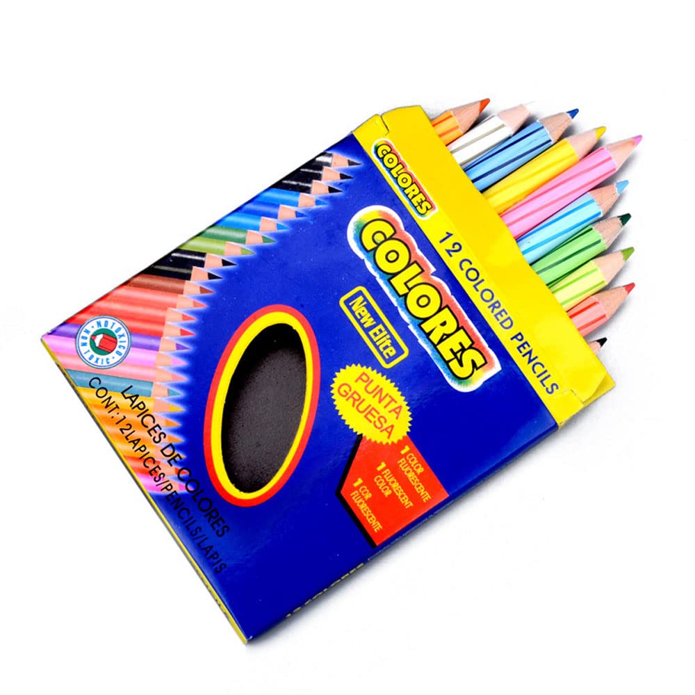 AMERTEERColored Pencils Set | 12 Vibrant Fluorescent Art Pencils for Kids | Non-Toxic, Smooth Application | Perfect for Drawing, Sketching, School Supplies | Creative Projects, & Coloring Books