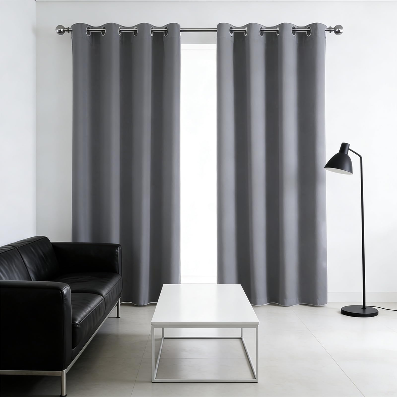 Rideau anti UV gris pour bloquer la lumière et isoler du froid