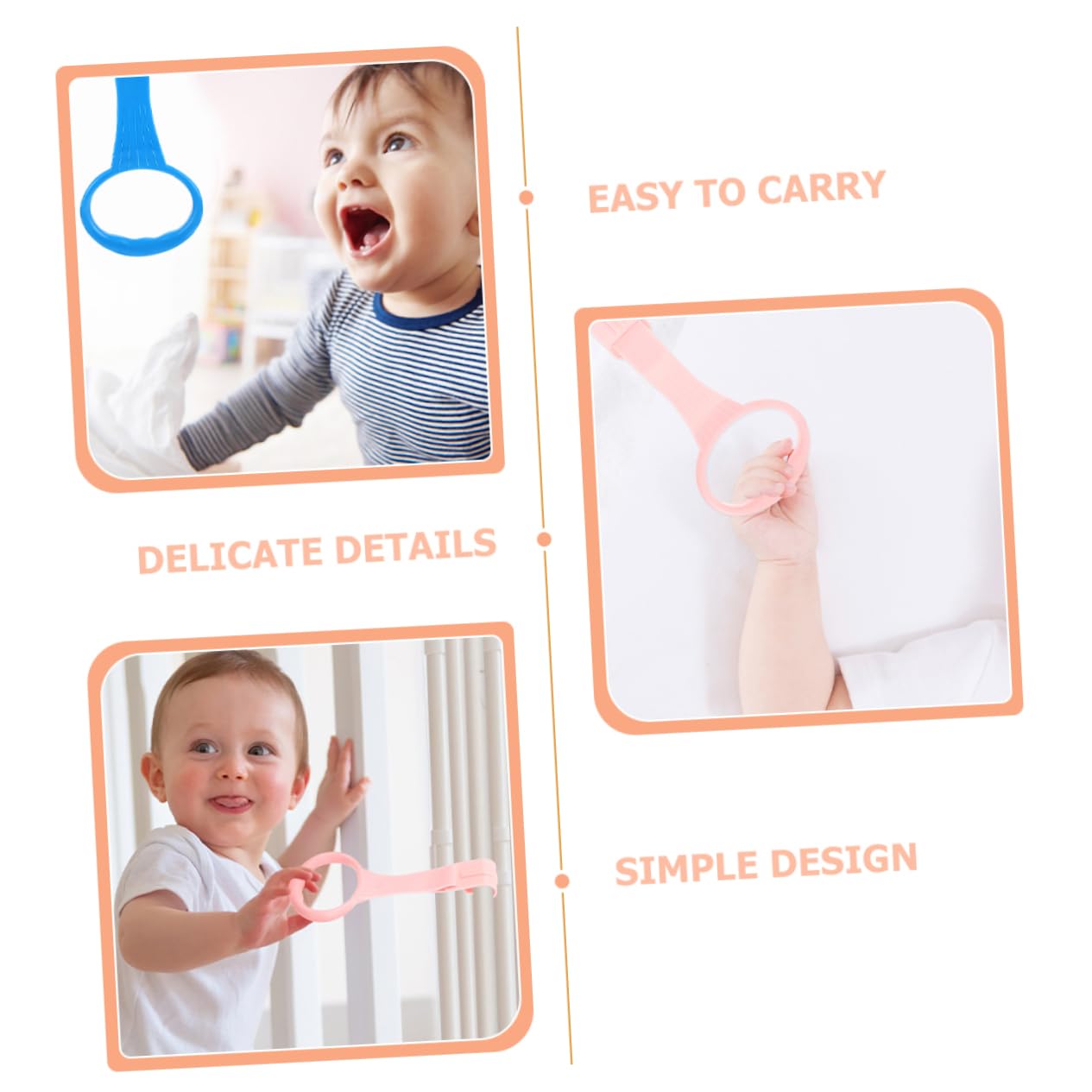 KOMBIUDA Crib Pull up Rings Bed Stand up Rings for Infants Boys and Girls Crib Accessories Learning Aid