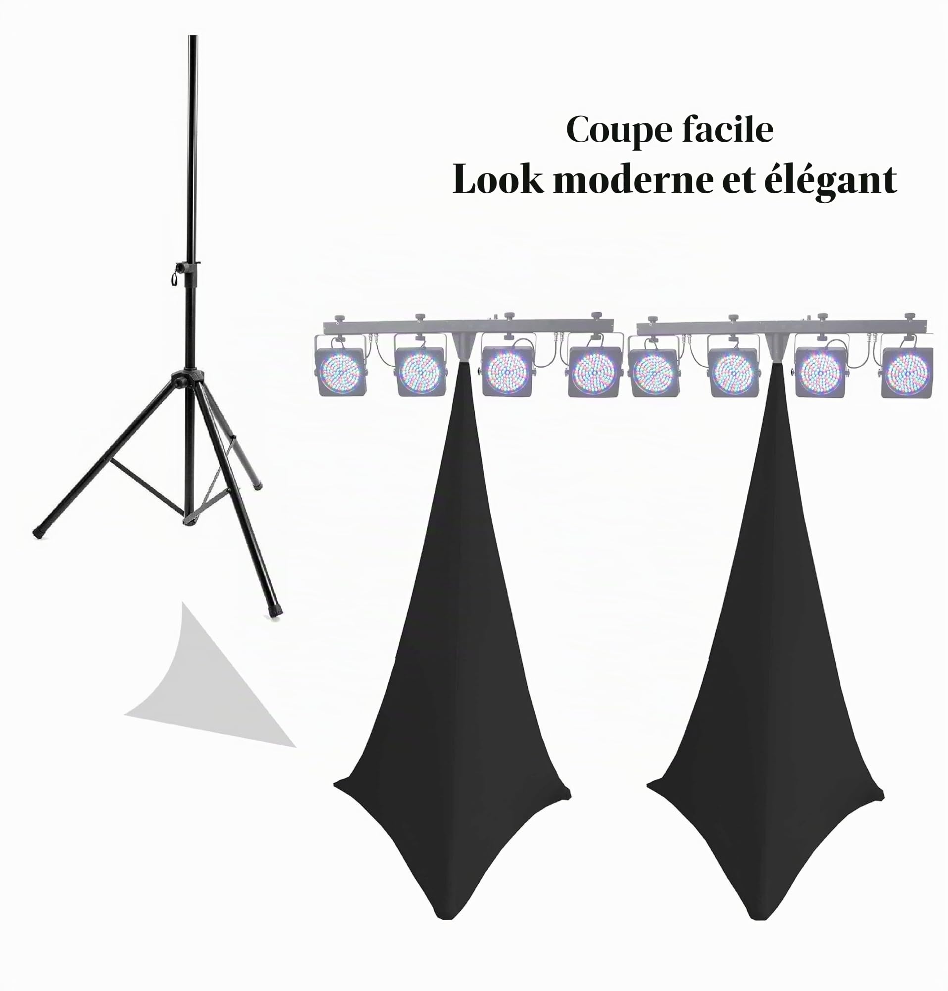 Paire de Housse XL pour trepieds de Haut-parleurs/Jeux de Lumiere en élasthanne Extensible, Housse pour trépied, Double Face … (Blanc)