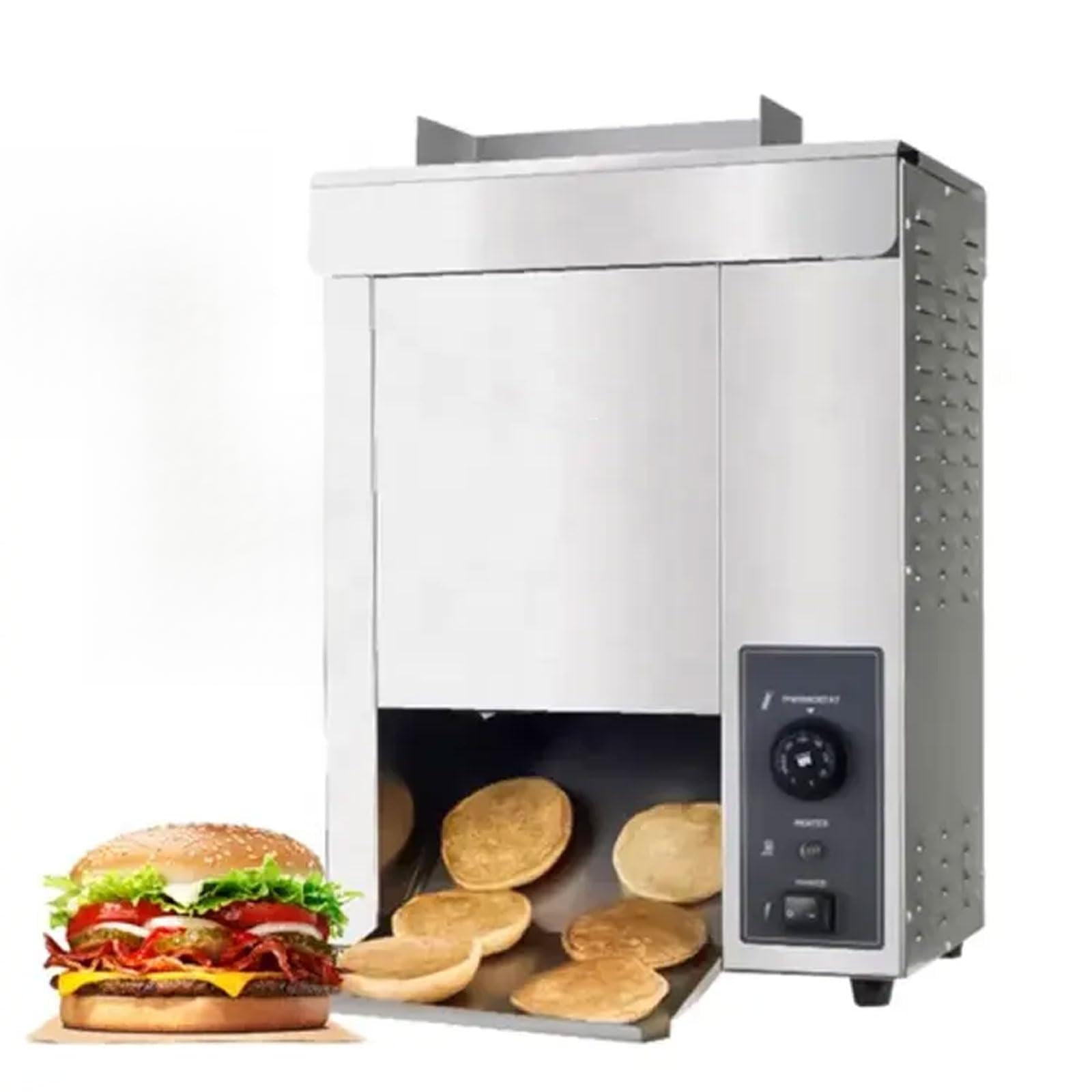 Komercyjna maszyna do pieczenia bułek do hamburgerów, elektryczny pionowy toster do chleba o mocy 2000 W, do restauracji, restauracji typu fast food