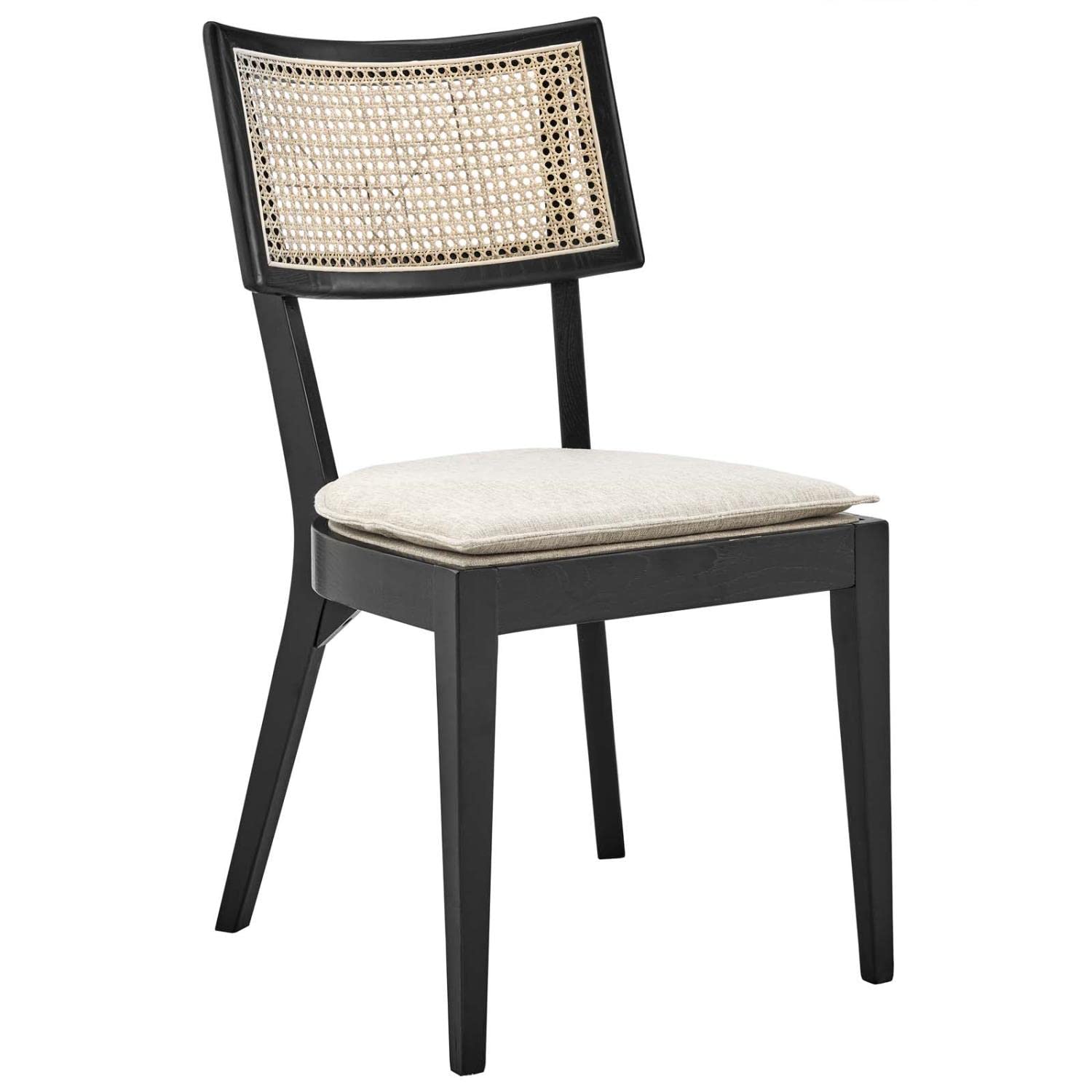 Photo 1 of Modway Black and Beige Caledonia Wood Dining Chair EEI-4648-BLK-BEI