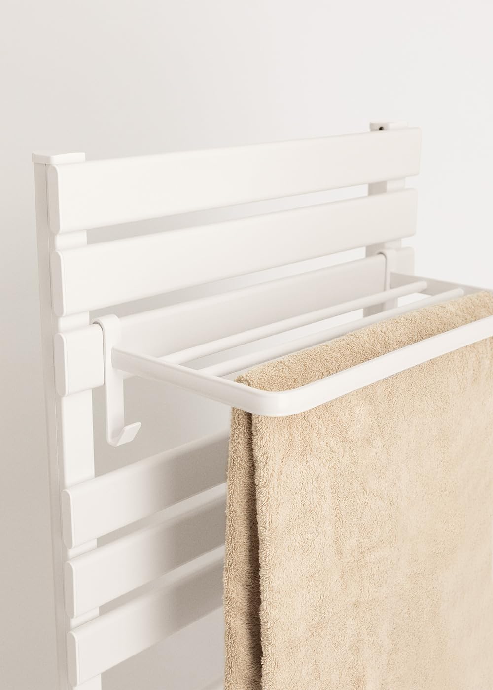 CREATE/Etagère avec Crochets et 3 Barres pour Porte-Serviettes Blanc/Etagère supplémentaire, Permet de Suspendre Les Serviettes, 46x23x2 cm