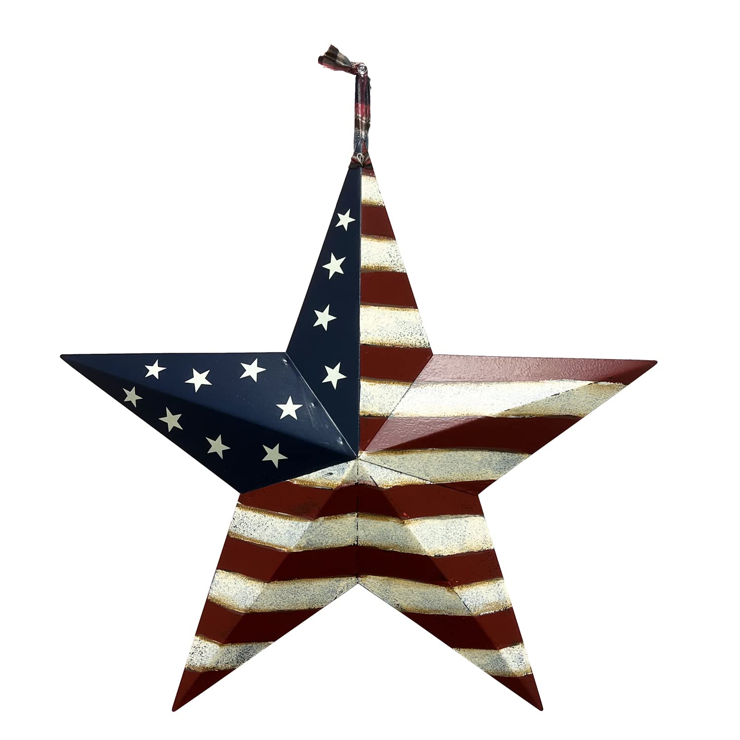 T&Garice Dimensional Metal Antique Barn Stars Wall Decor Rustic Country Primitive Star Outdoor Decor,3D Barn Star 4th July Wall Indoor Outdoor