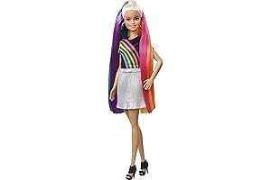 Barbie Doll with Leopard Print Rainbow Sparkle Hair