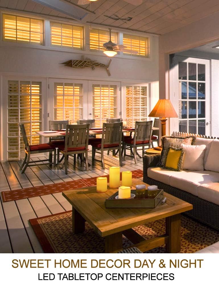 HOME MOST Set of 4 Outdoor LED Pillar Candles with Remote Timer Battery Operated - Outside Waterproof Outdoor Candles with Timer 3x3 3x4 3x5 3x6 - Unscented Flickering Flameless Pillar Candles Outdoor : Tools & Home Improvement