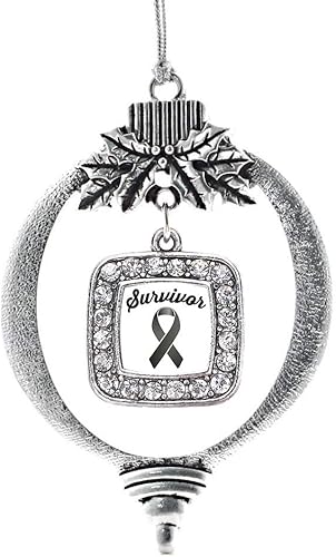 Miniatura 184 de Inspired Silver - My Vintage Initials - Adorno con dije de letra J - Adornos navideños cuadrados de plata con joyas de circonita cúbica