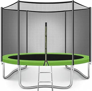 6FT / 8FT / 10FT / 12FT / 14FT / 16FT Trampoline With Enclosure For Kids & Adults, Including FREE Ladder, Weatherproof Cover & Shoe Bag - 3 Colours To Choose From Pink - Blue - Green