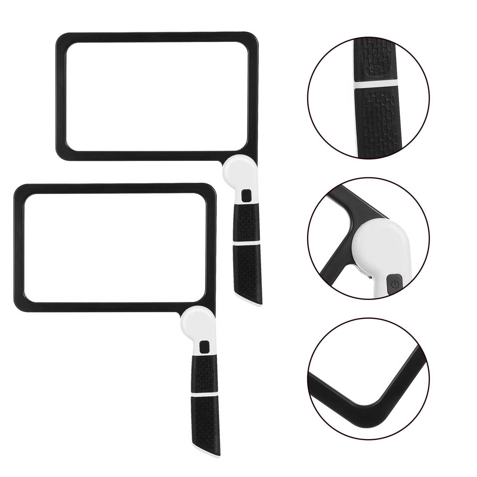 Cabilock Lupa de Mano Plegable con Luz LED para Leer Libros 2 Unidades Negras Diseño Compacto Portátil para Personas Mayores y Manualidades Lupa de Lectura con Aumento para Baja Visión