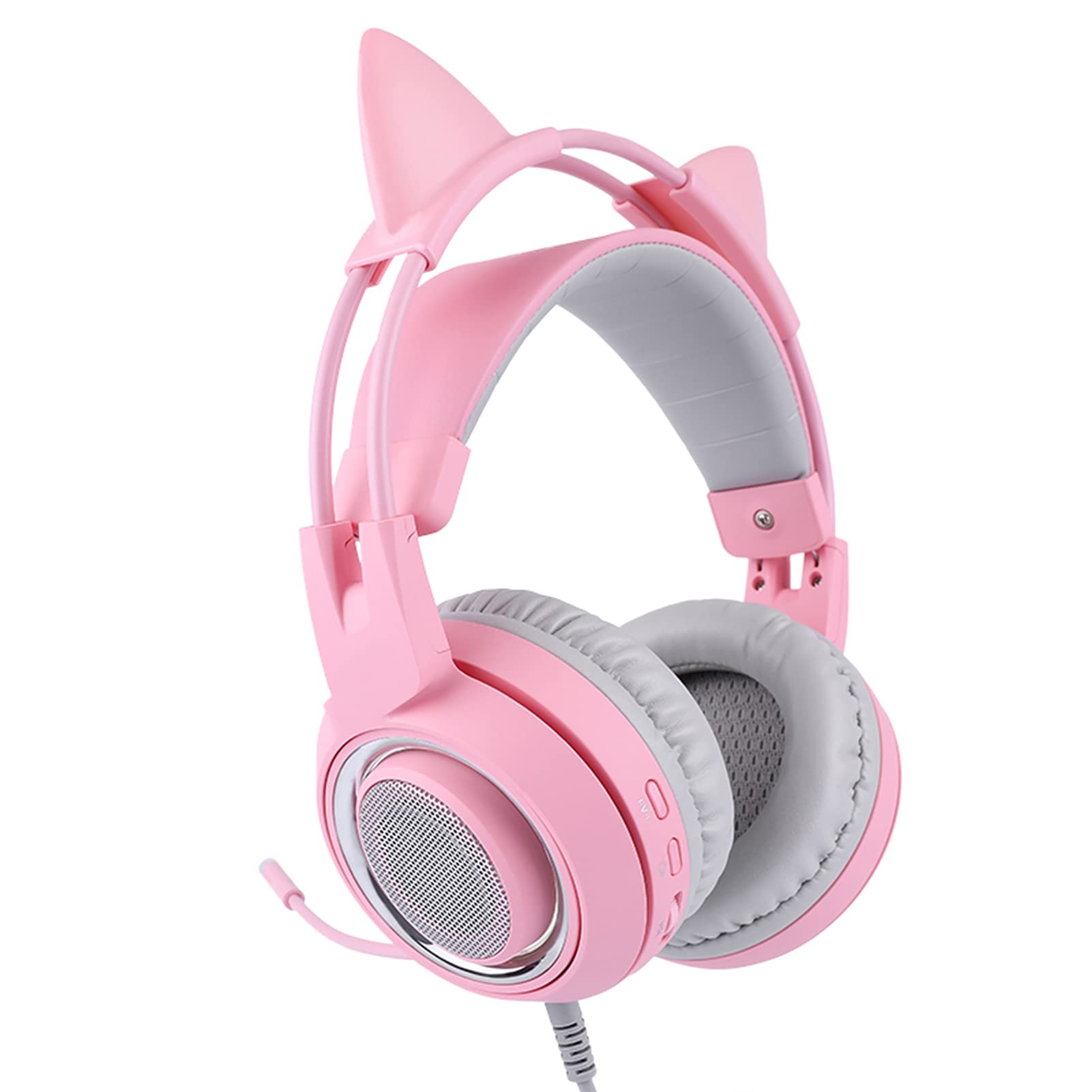 SIXRUN USB Zestaw Słuchawkowy do Gier z Mikrofonem, Różowe LED (PINK)