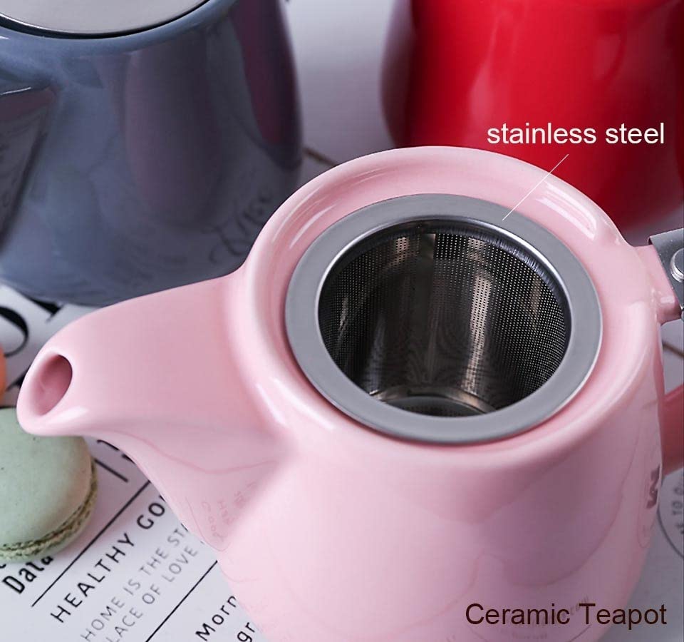 Generic 580Ml Zestawy Herbaty Porcelana Kolorowy Ręcznie Wykonany Garnek Do Herbaty Pokrywa Ze Stali Nierdzewnej Extra-Fine Infuser Do Parzenia Luźnej Herbaty Z Liści/Zielony/580Ml