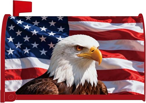 American Flag Magnetic Mailbox Covers - Bald Eagle Patriotic Magnetic Mailbox Cover Standard Size 18 21 Inch, Post Letter Box Wrap Farmhouse Garden Yard Home Decorations