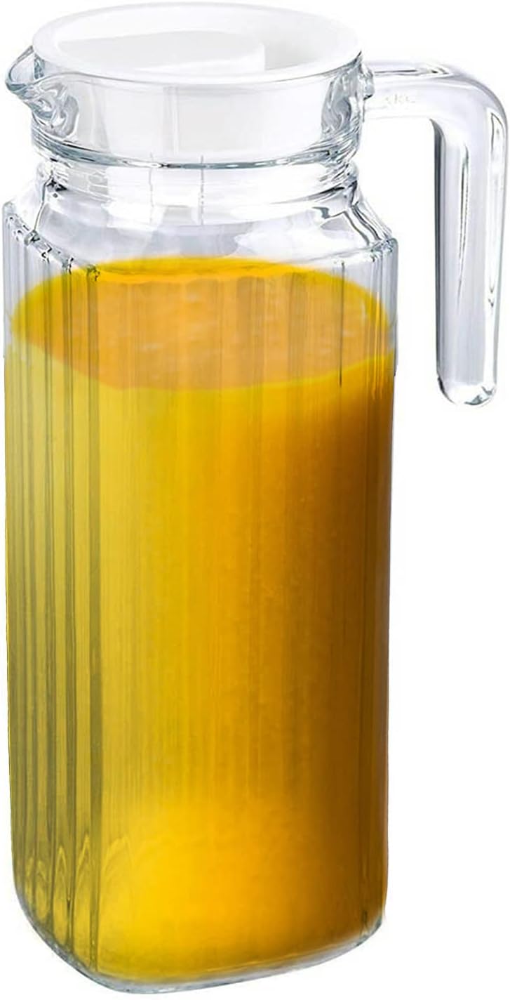 Glass Pitcher Jug with Lid Fridge Door Clear Carafe Juice Pitchers