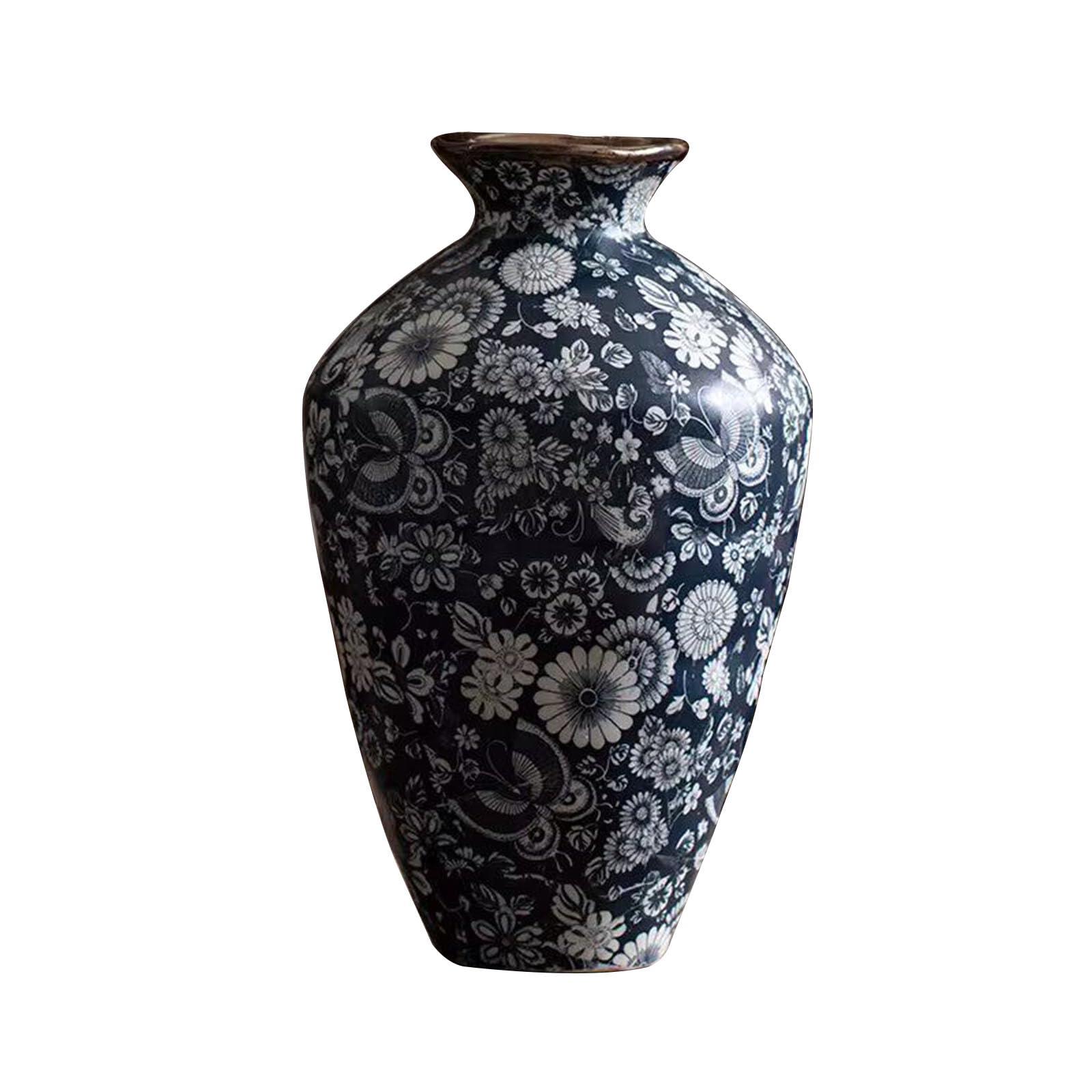 Vintage Decorative Vases, Unique Ceramic Vases, Ornaments for Living Room, Bedroom, Study Room, Bookcase, Entrance Hall, Floor(Size:19 * 19 * 31CM,Color:Blue B1)