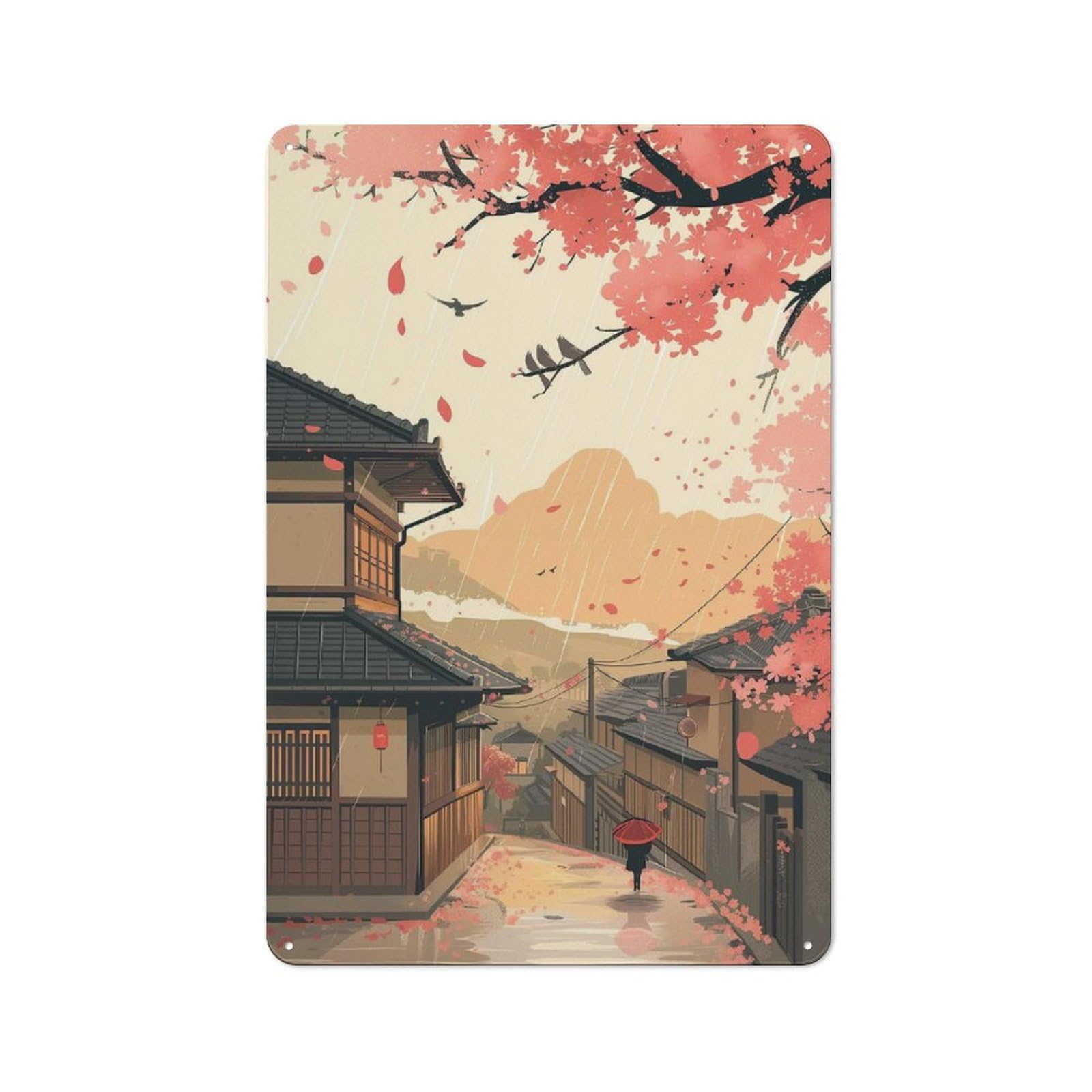 Junmoney Sakura Roads Vintage Metal Sign 30X20cm, Nostalgic Pub Wall Decor For Pub, Home Bar, Shed Or Man Cave