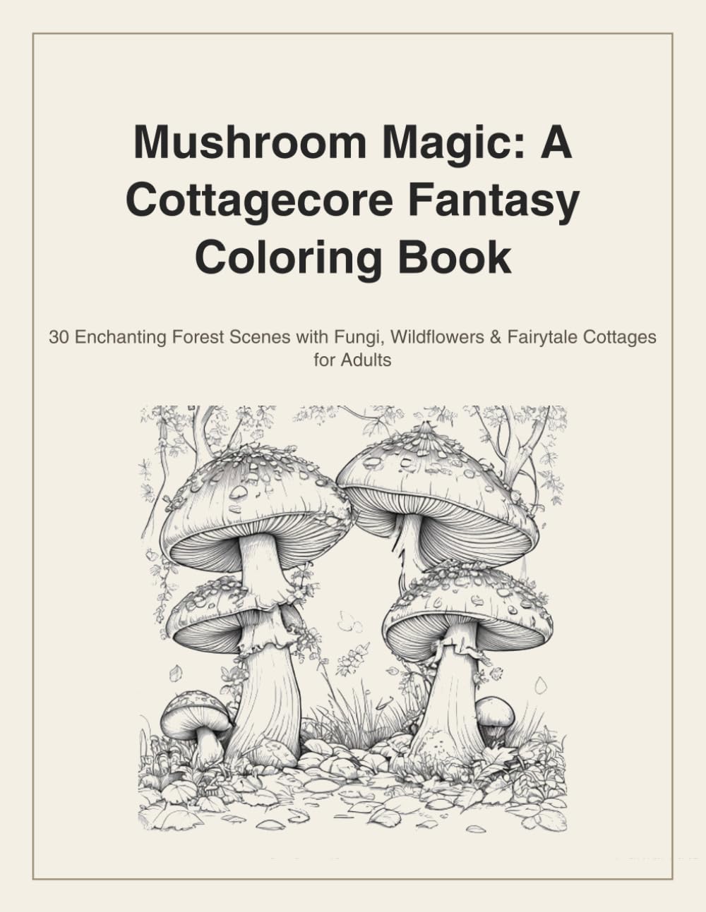 Mushroom Magic: A Cottagecore Fantasy Coloring Book: 30 Enchanting Forest Scenes with Fungi, Wildflowers & Fairytale Cottages for Adults
