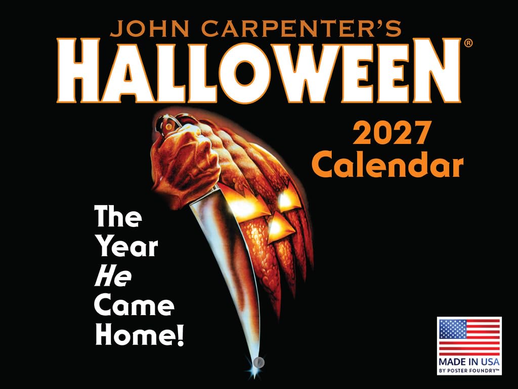 Halloween Calendar 2025 Horror Movie by John Carpenters Monthly Wall Calender 12 Month | American Made In The USA
