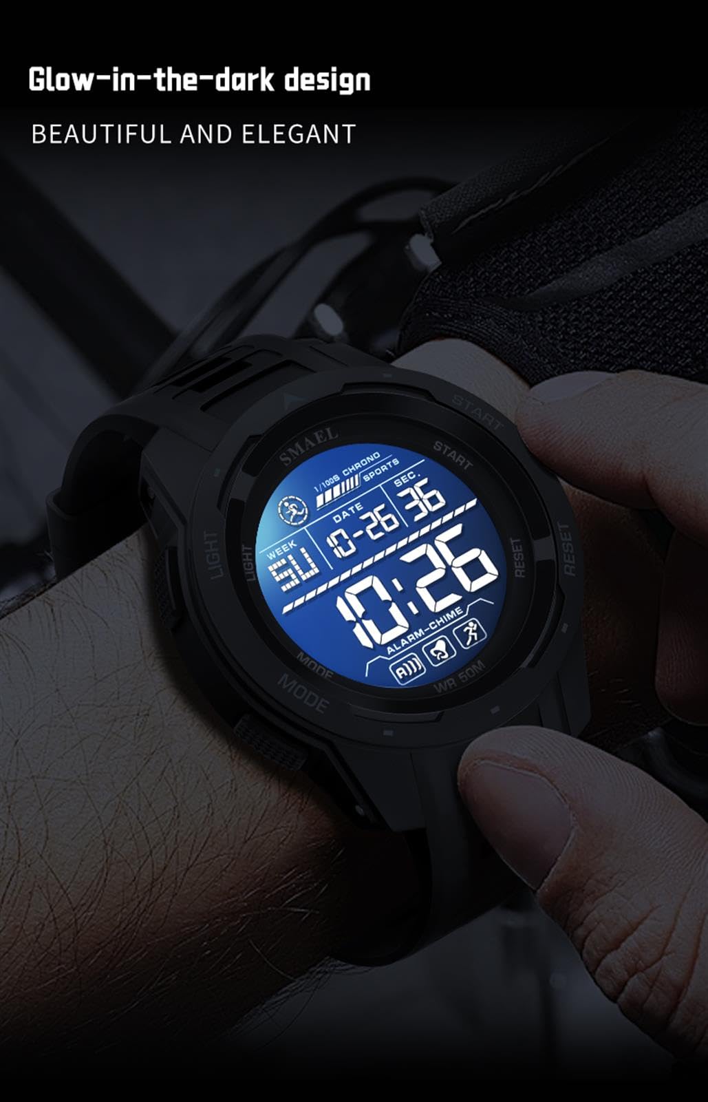 Montre Homme Digitale Outdoor Sport Multifonction Étanche LED Lumière Alarme Calendrier Date avec Bande De PU