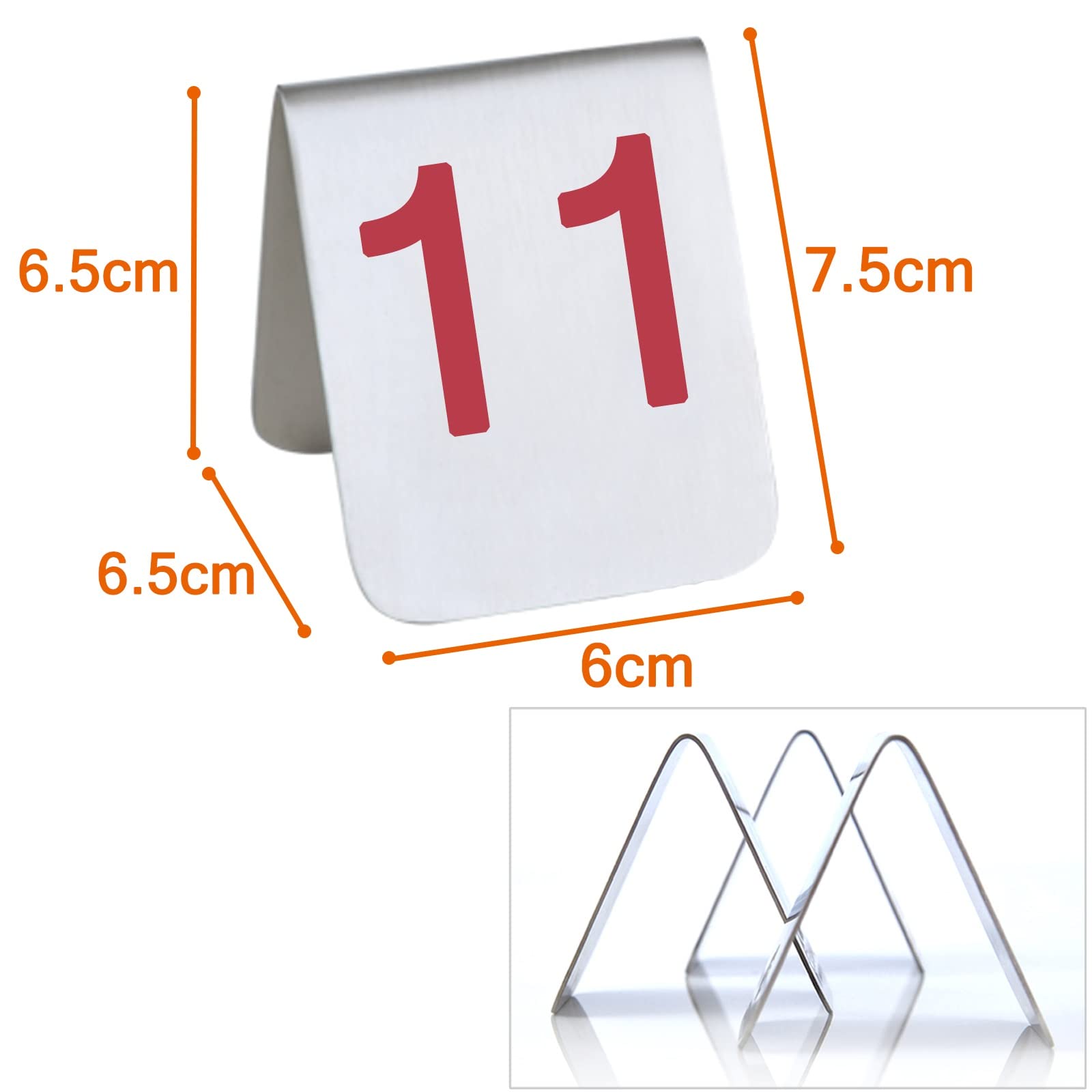 7,5 x 6 x 6,5 cm Tabliczka z numerem w stylu namiotu, 1-10/20 Metalowa karta na stół Stal nierdzewna, Płyta na stół restauracyjny Czerwony/niebieski, Możliwość układania w stosy Karty z numerem stoł