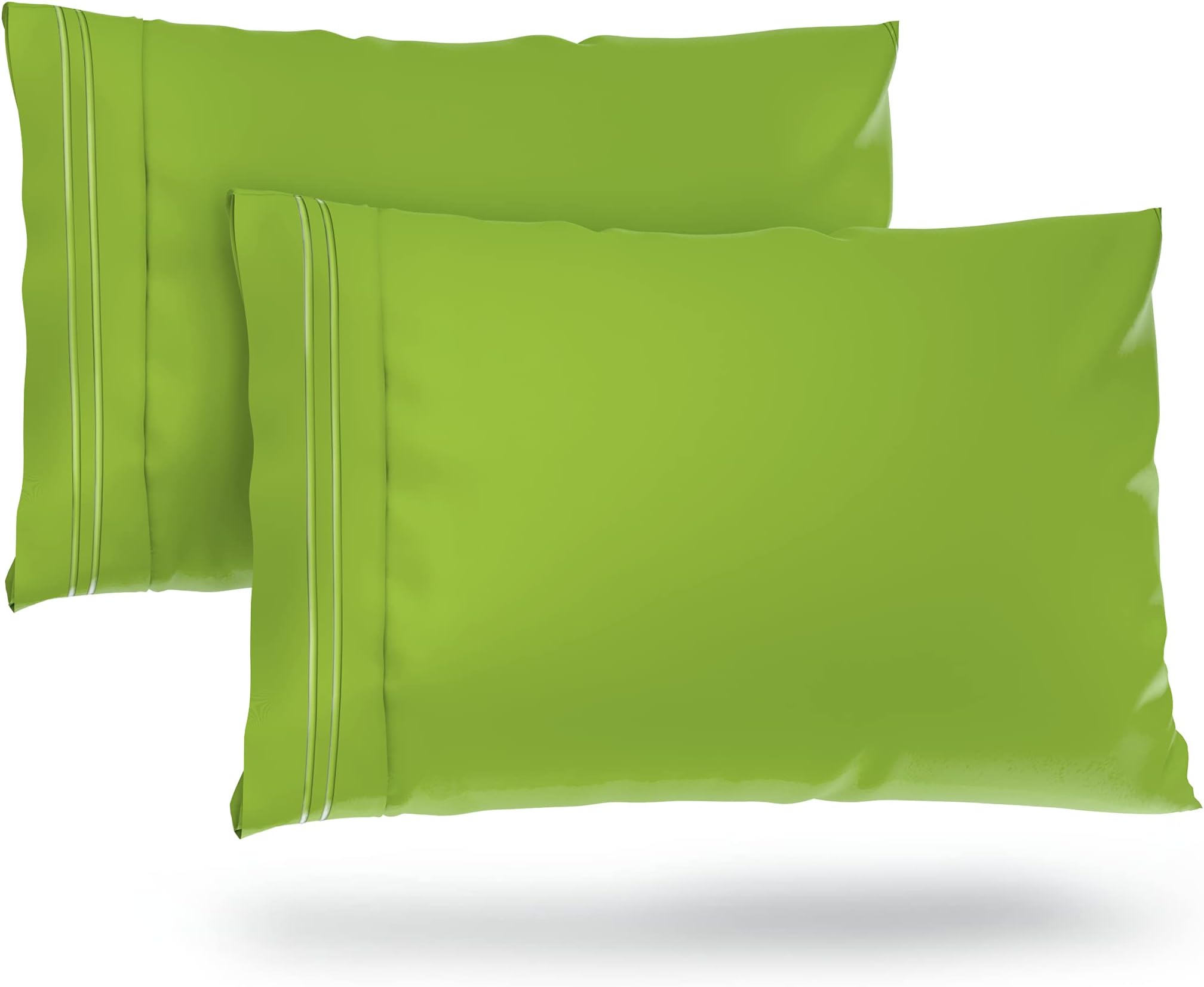 Cosy House Collection Everyday 1500 Series Pillowcases - Bedroom Essentials - Luxury Hotel Quality - Silky Soft & Smooth - Gentle & Skin Friendly - Set of 2 (Standard, Lime Green)