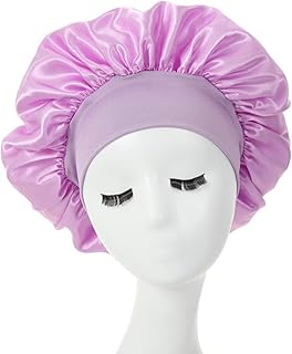 Keebgyy Touca de dormir para mulheres, touca de cetim de seda, touca de cabelo feminina para dormir, touca grande para dormir, touca de cetim, touca de seda para cabelo cacheado.