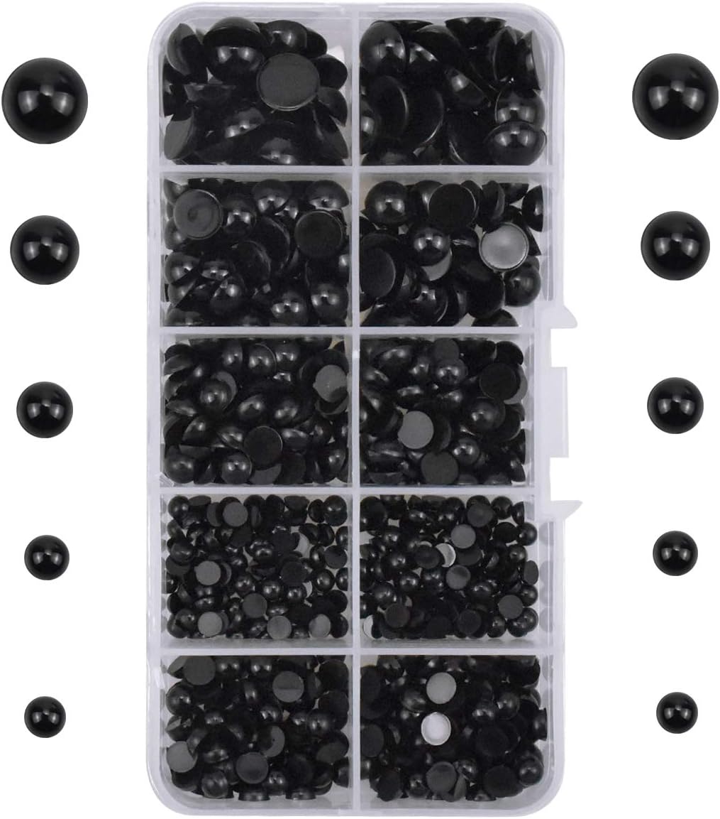 NATUCE 760 Pcs Black Eyes for Doll Making, Plastic Eyes and Noses, Need Glue Stick, Doll Eyes for Toy Making DIY Crafts, 5 Size, 4mm, 5mm, 6mm, 8mm, 10mm (Glue NOT Included)