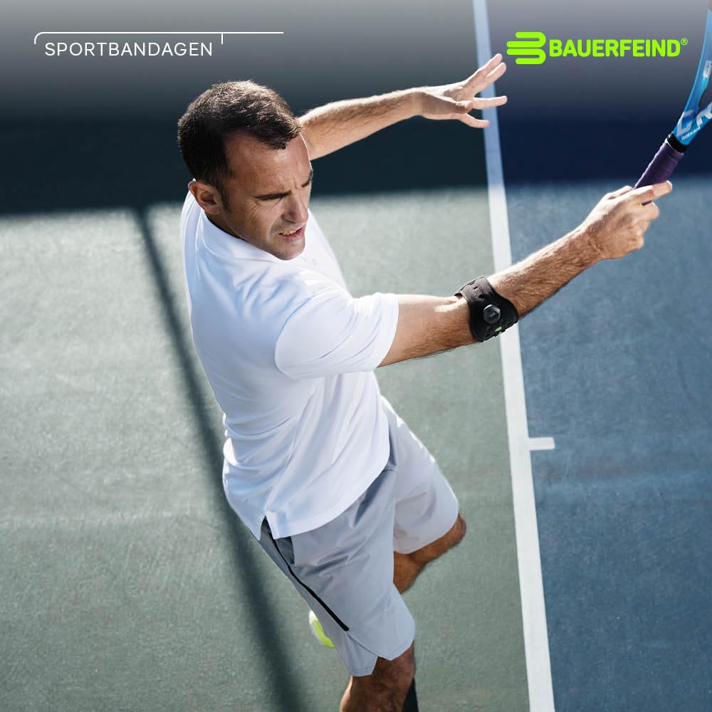 BAUERFEIND, 1 Unisex Ellenbogen-Sportspange, Rechts und Links tragbar, Für Tennis, Badminton, Squash, Reduzierung der Unterarmmuskulatur-Belastung