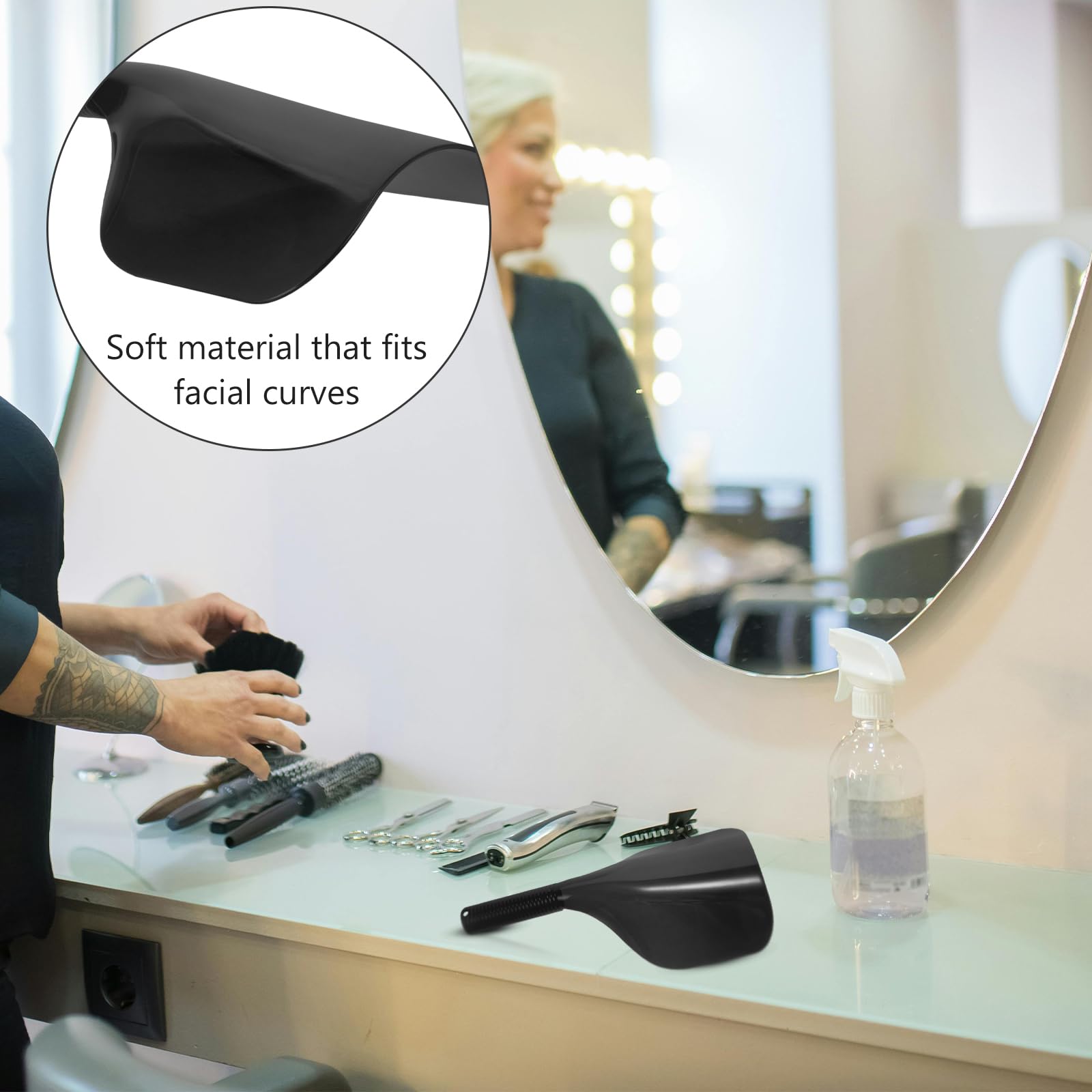 Garneck Black Hairdressing Face-shield, Plastic Face Shield for Hairspray, Reusable Hairspray Protector Mask for Barber Salon, Water Proof Shield Covers for Face Eyes