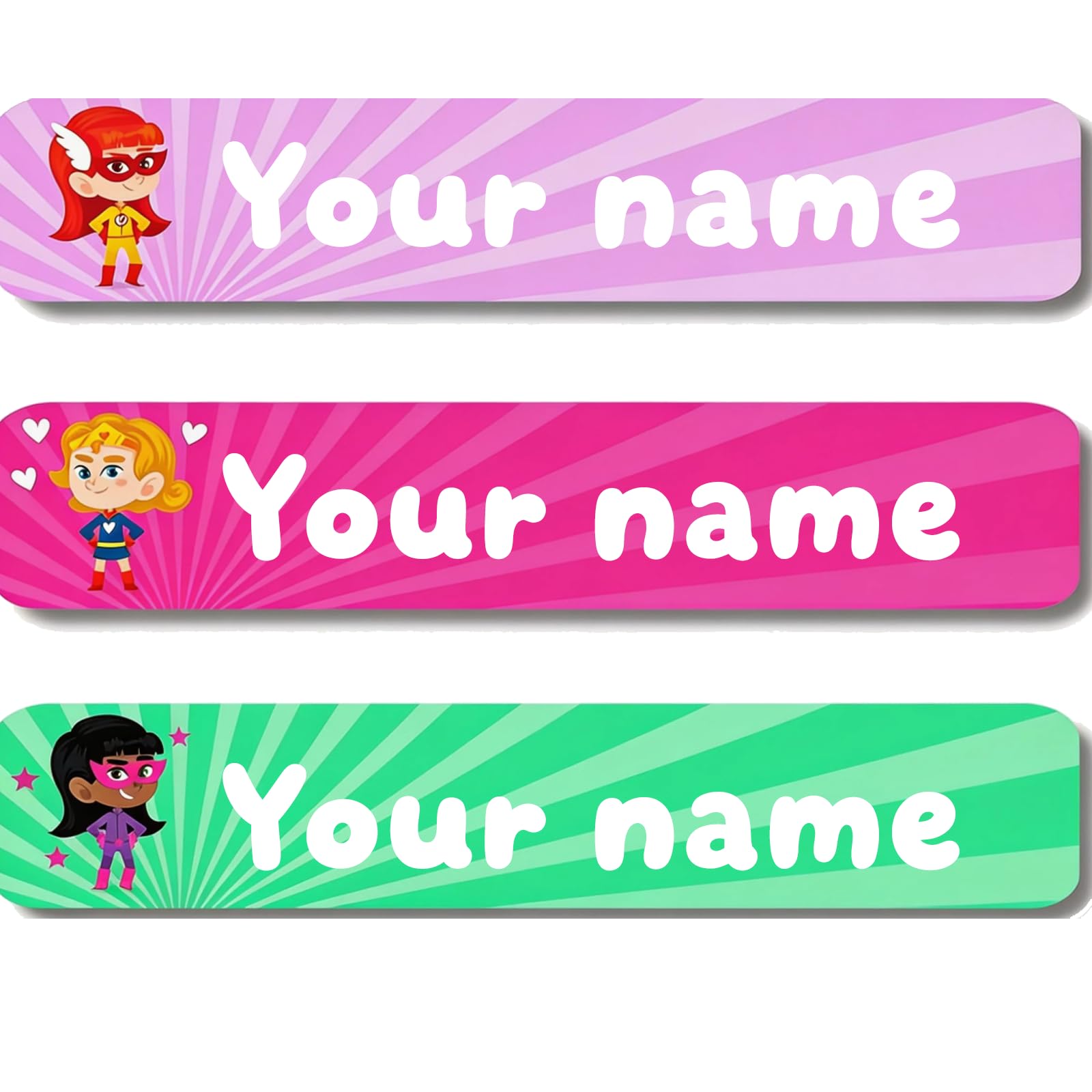Personalized Waterproof Name Stickers for Kids, Washable Clothing Labels, Durable Name Tags for School, Kindergarten, Lunch Boxes, Books, Toys – Ideal Back to School(Female Hero) — image 1