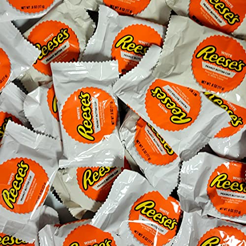 Hershey s Reese s White Creme Peanut Butter Cups - Reeses Peanut Butter Cup Fun Size - White Reese’s Candy 2-Pound