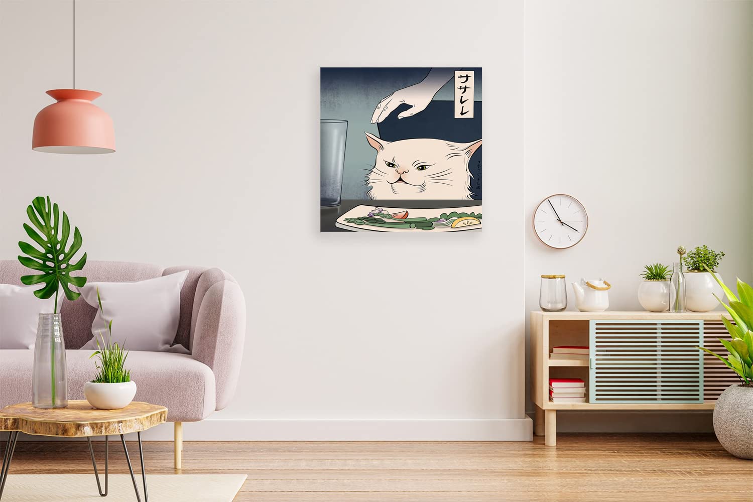 XtremeSkins Designs Print Wooden Framed Canvas Wall Art Decoration Poster (14x14 Inch) - Ukiyo e Smudge Cat