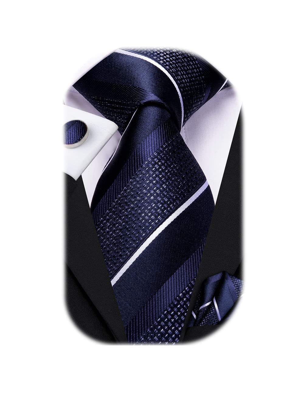 DubulleMens Paisley Striped Tie WOVEN Necktie for Men and Handkerchief Cufflinks Set Wedding Formal Business