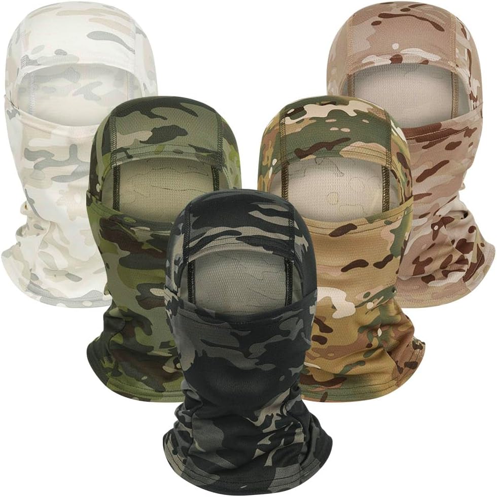 5PCS Camo Balaclava Ski Face_Mask Full Face_Mask Windproof UV Protection Cover for Men Women Outdoor