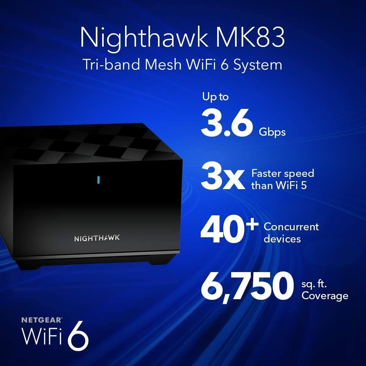 NETGEAR Nighthawk Tri-Band WiFi 6 Mesh System Mk83-100nar Black (Renewed) NETGEAR Nighthawk Tri-Band WiFi 6 Mesh System Mk83-100nar Black (Renewed)