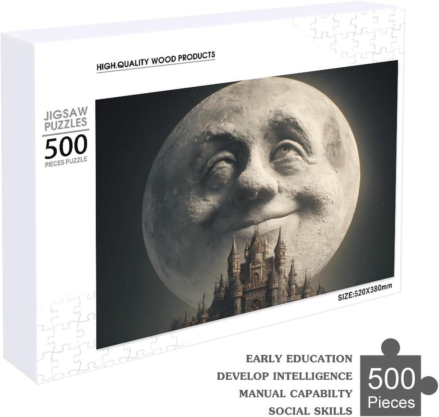 Halloween Ghost Moon Puzzles for Adults 500 PCS Wooden Jigsaw Puzzle Wall Decor Christmas