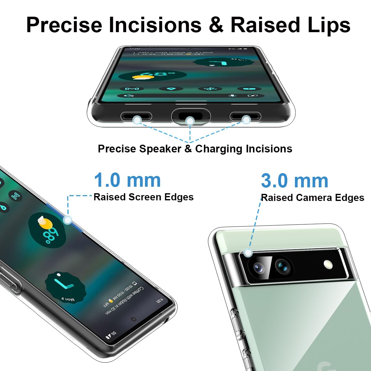 Custodia Google Pixel 6a Trasparente Con Protezione Display: Antiurto Militare, Ricarica Wireless - 2