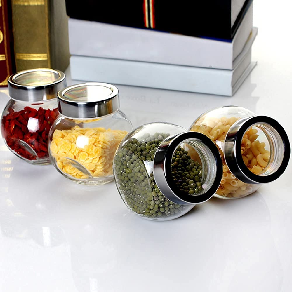 Feelopie 200ml Spice Storage Glass Jar,Kitchen Storage Jars, Honey Jar and Container, Spice Masala Jar-Stainless Steel See Through Airtight Lid(spice jar-200ml-4pcs) (B0C2QDWG77) Amazon Price History, Amazon Price Tracker