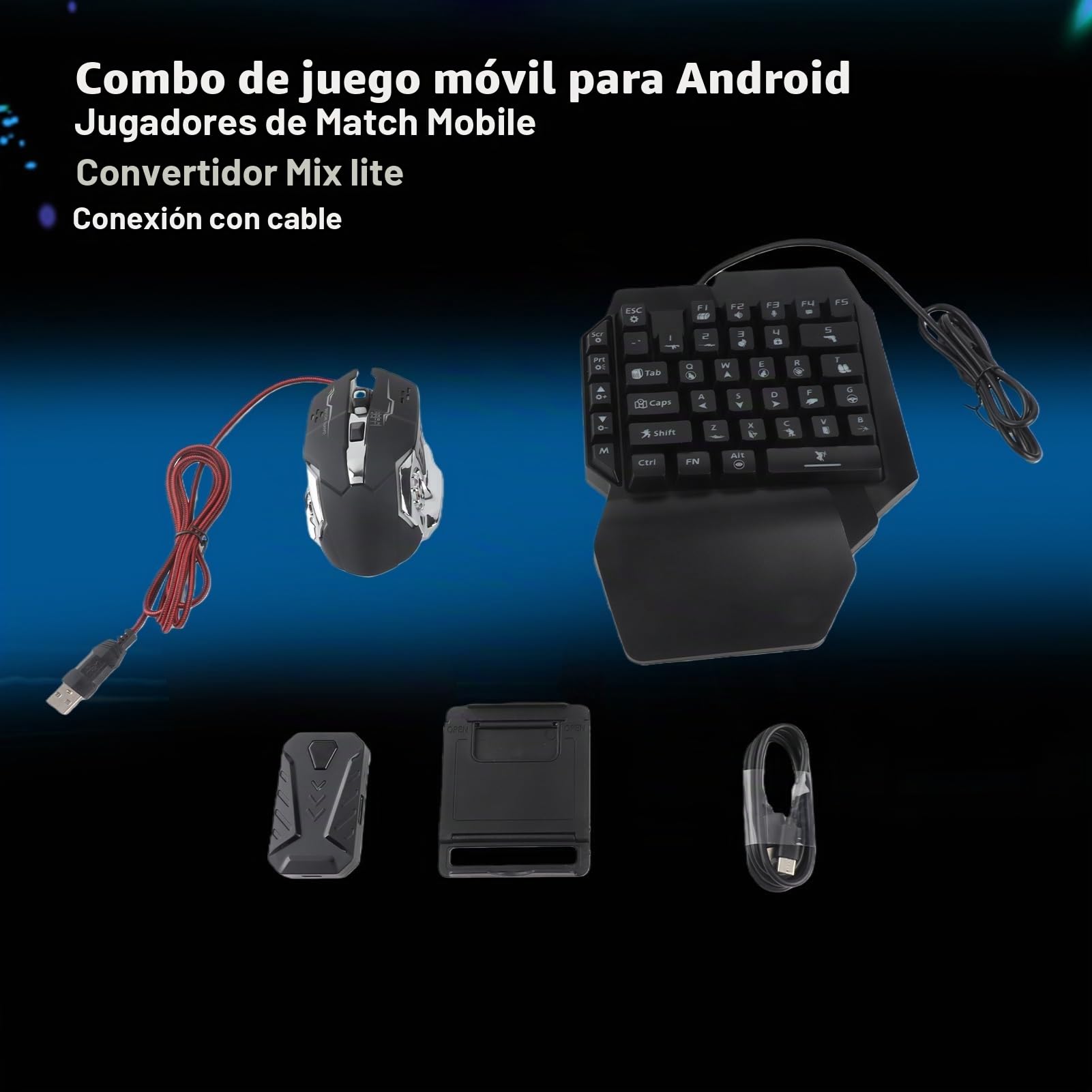 Gamepad Keyboard Mouse Converter Set para PUBG, Mobile Game Keyboard Mouse Converter Conexión con Cable para Android (Mezcla Lite + F6 + G2)