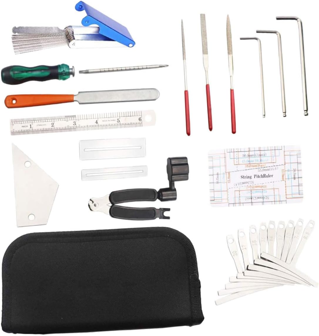1Set Guitar Tool Kit for Electric Guitar Mandolin Bass Ukulele and Acoustic Guitar Comprehensive Repairing and Maintenance Tools for Optimal Performance