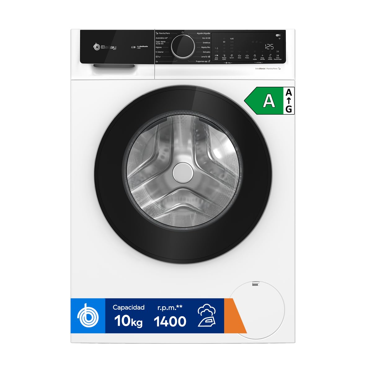 Balay - Lavadora, Libre Instalación, 10 kg, AutoDosificación, Programas Super Rápido y Rápido/​mix, Programa plancha, Silenciosa, Home Connect, blanco, 3TS3104BH